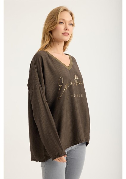 Simli V Yaka Bluz modelleri