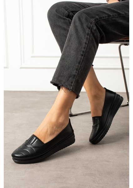 Kadın Siyah Klasik Ayakkabı Ortopedik Anne Ayakkabısı Anne Babet Ayakkabı Günlük Ayakkabı