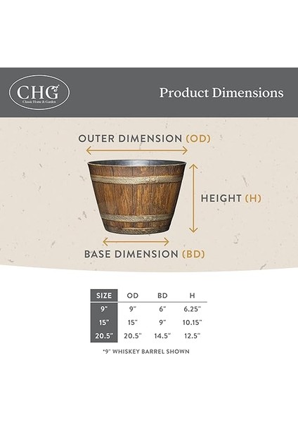 Home And Garden 74 Viski Fıçısı, 9 Inç, Eskitilmiş Meşe indirimleri