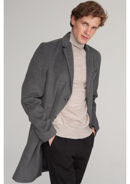 Çetinkaya Mentality 7852 Erkek Mono Yaka Regular Kaşe Kaban Antrasit modelleri