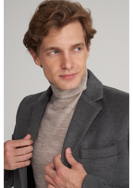 Çetinkaya Mentality 7852 Erkek Mono Yaka Regular Kaşe Kaban Antrasit fırsatları