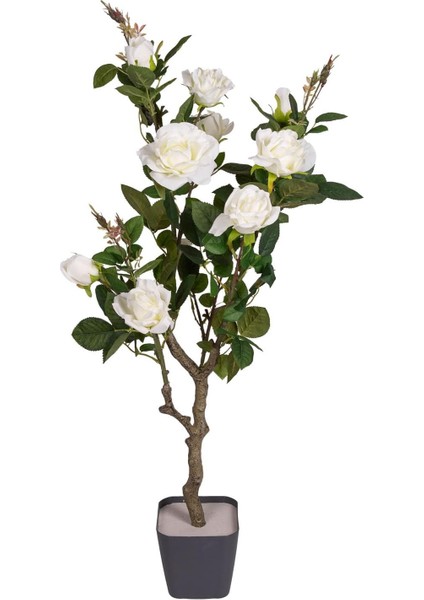 Yapay Gül Ağacı Yeşil-Beyaz 96 Cm.