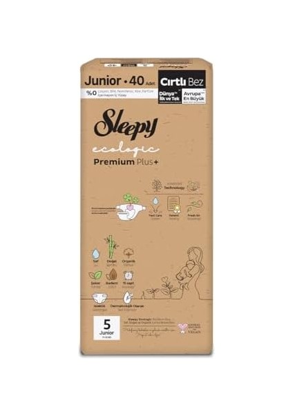 Sleepy Ecologic Ekonomik Paket Bebek Bezi 5 Numara Junior 40 Adet