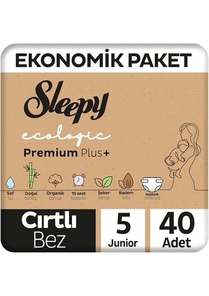 Sleepy Ecologic Ekonomik Paket Bebek Bezi 5 Numara Junior 40 Adet modelleri