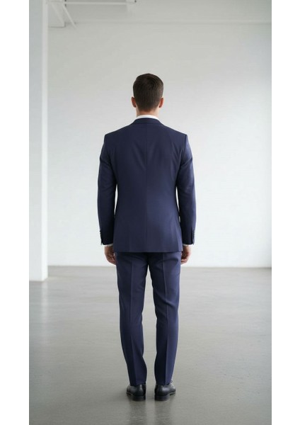 Erkek Lacivert Tek Düğme Slim Fit Takım Elbise - Şık Ofis ve Davet Kombini modelleri