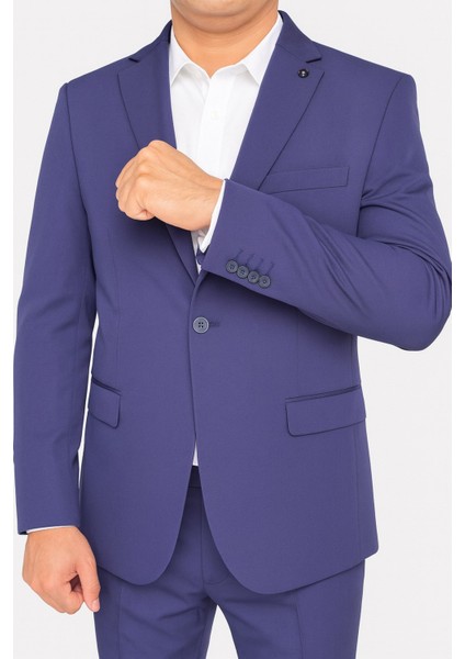 Erkek Lacivert Tek Düğme Slim Fit Takım Elbise - Şık Ofis ve Davet Kombini indirimleri