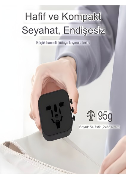 Fc-22 200+ÜLKE 45W Global Seyahat Şarj Aleti - 2 Usb-A, 3 Type-C, 1 Ac Priz Adaptörü Çoğaltıcı modelleri