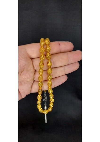 Altın Varaklı Uçak Camı Tesbih Sarı Renkli Kapsül Kesim T-445 fırsatları