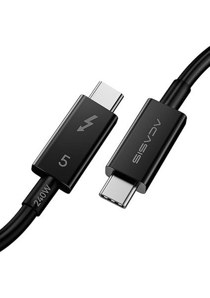 [ıntel Sertifikalı 80 Gbps Thunderbolt 5 Kablosu, USB C Video Görüntüleme Kablosu Desteği 80 Gbps, 120GBPS Bant Genişliği, 16k@60Hz, 8K@60Hz, 4K@540Hz Thunderbolt 4/3, Usb4, Pd 240W (3.3 Ft