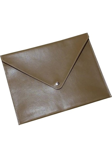 Pu Deri A5 Küçük Boy Dosya Klasörü Belge Tutucu Su Geçirmez Portföy Zarf Dosya Klasör Kılıf A5 Çıtçıtlı Dosya 19,5X24,7 cm - Vizon