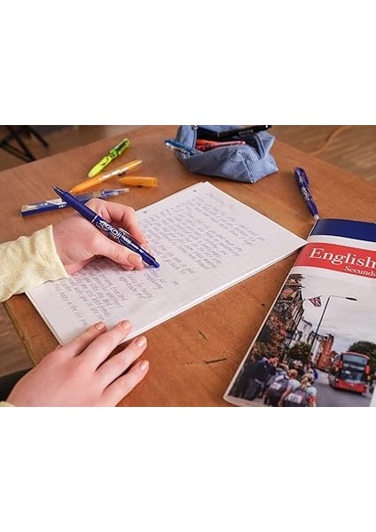 Frixion Clicker - Geri Çekilebilir Silinebilir Jel Mürekkep Kalemleri - Mavi Mürekkep - Orta 0,7 mm Uç - Blister 2'li Paket + 6 Bonus Yedek fırsatları