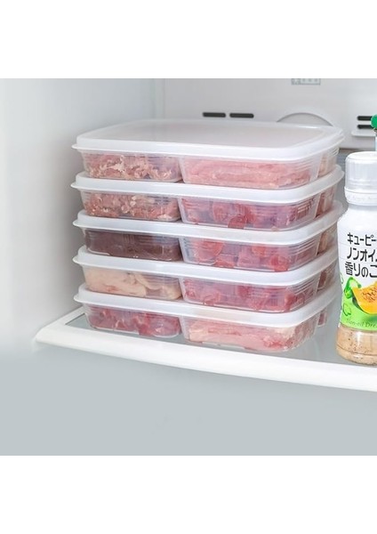 Adet 400 ml 4 Bölmeli Mini Dondurulmuş Öğünlük Et ve Sebze Saklama Kabı- Buzluk Kıyma Organizeri