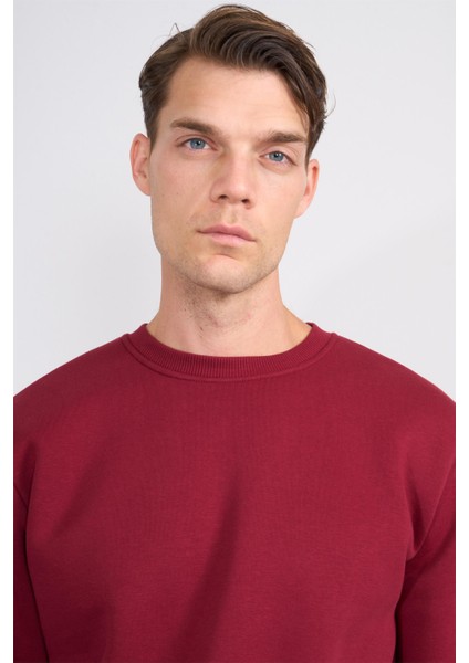 Çetinkaya Mentality 3036 3 Ip Bisiklet Yaka Bordo Sweatshirt modelleri