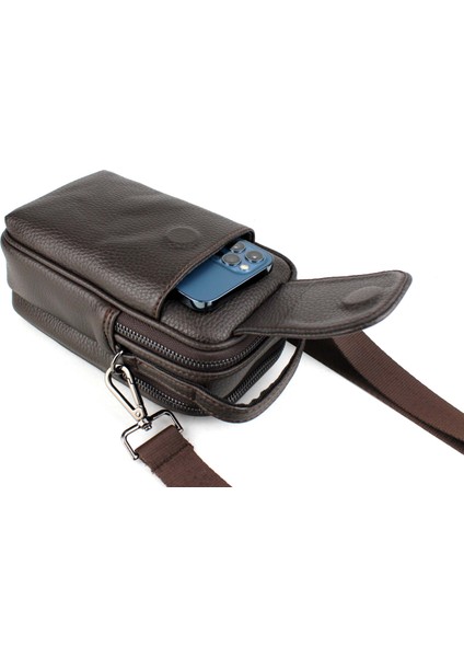 Erkek Kahverengi Kapaklı Çok Bölmeli El ve Omuz Çantası fırsatları