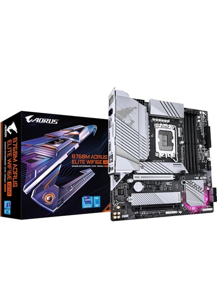 Gıgabyte B760M Aorus Elıte WIFI6E LGA1700 Ddr5 7600MHZ(OC) Pcıe 5.0 Çift M.2 Nvme Wifi 6e 2.5gbe Lan Matx Anakart