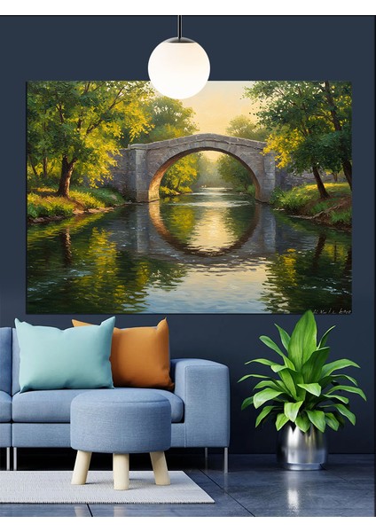 Sisli Köprü Yansıması Dekoratif Kanvas - Mdf Ahşap Tablo