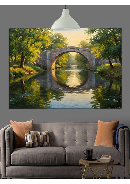 Sisli Köprü Yansıması Dekoratif Kanvas - Mdf Ahşap Tablo fırsatları