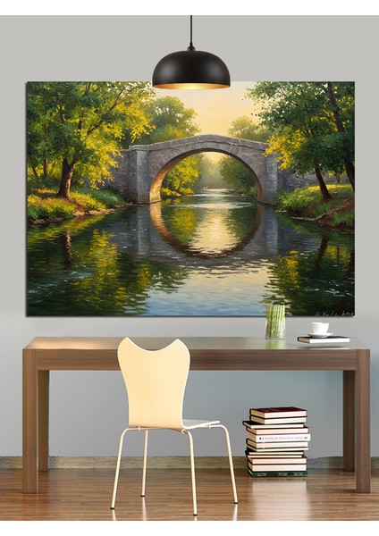 Sisli Köprü Yansıması Dekoratif Kanvas - Mdf Ahşap Tablo indirimleri