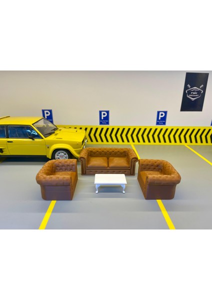 1:18 Ölçek Chester Koltuk Takımı 4’lü Set – Diorama Model Araba Aksesuarı – Garaj ve Showroom Dekoru – Kahverengi fiyatları