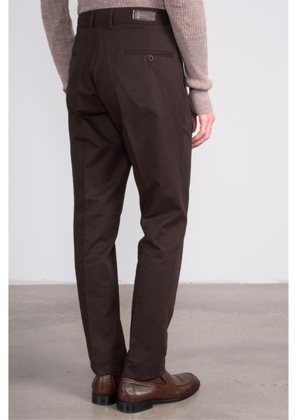 1 Kahverengi Erkek Pamuk Gabardin Regular Pantolon