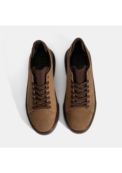 Erkek Kahve Bağcıklı Deri Günlük Ayakkabı