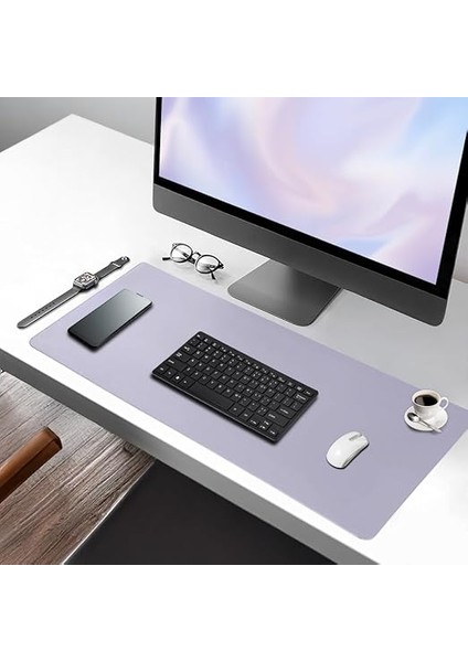 Deer Pu Deri Mouse Pad Dikişli Kenar Dayanıklı Büyük Boy Çift Yönlü Kullanım Ofis Masa Matı Sümen(Lila, 90X40 Xl) fiyatları