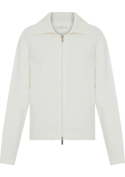 Kadın Ekru Yumuşak Dokulu Oversize Hırka