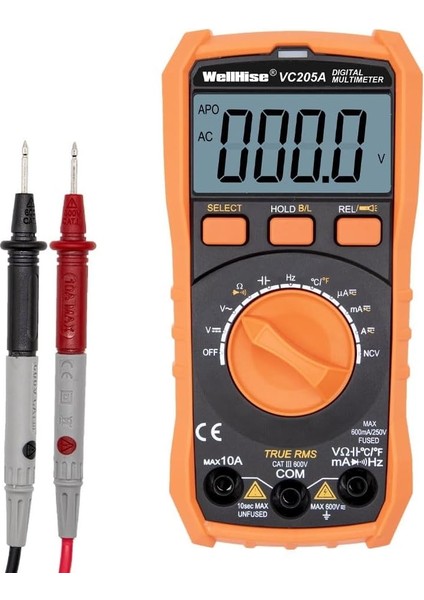 VC205A Ölçü Aleti Multimetre Avometre Ncv Işıklı Ekran Isı Ölçer El