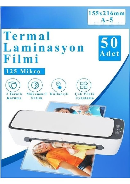 Laminasyon Filmi Parlak A5 50 Li 1 Paket 125 Mikron Laminasyon Kaplama Pvc Kaplama Poşeti 50 Adet