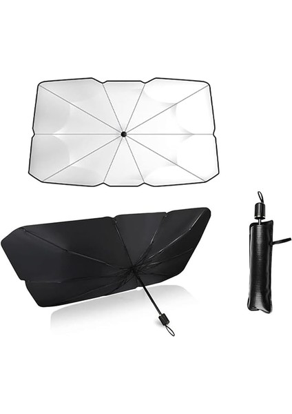 Araba Güneşliği Iç Ön Cam, Katlanır Araba Güneşlik Şemsiyesi, Uv Işınlarının% 99,9'unu Engeller, Arabalar, Suv'lar, Kamyonlar Için (125X65CM) (140X79 Cm)