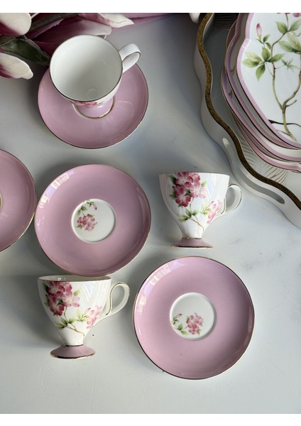 Türk Kahve Fincanı Veronica Blossom 6 Kişilik 12 Parça