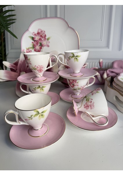 Türk Kahve Fincanı Veronica Blossom 6 Kişilik 12 Parça modelleri