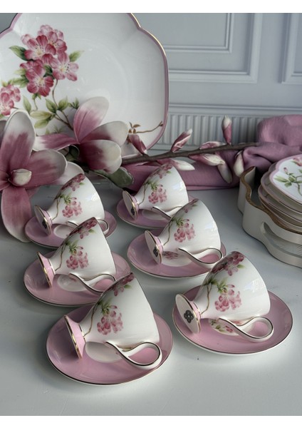 Türk Kahve Fincanı Veronica Blossom 6 Kişilik 12 Parça indirimleri