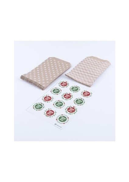 20 Adet Puantiye ve Zikzak Desenli Kese Kağıdı (18X30 Cm) ve Happy New Oluşan Set fiyatları