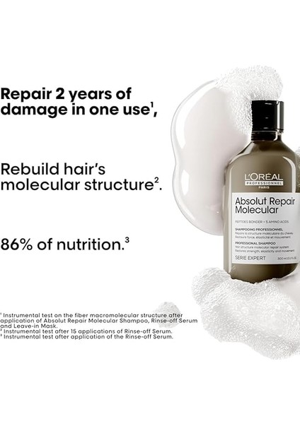 Professionnel Paris Serie Expert Absolut Repair Molecular Tüm Yıpranmış Saçlar Için Arındırıcı Şampuan 300ML fiyatları