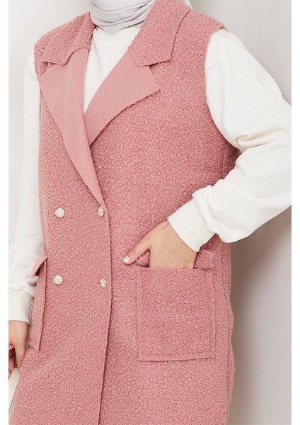 Kapak Cepli Düğmeli Yelek 1649 - Pembe indirimleri