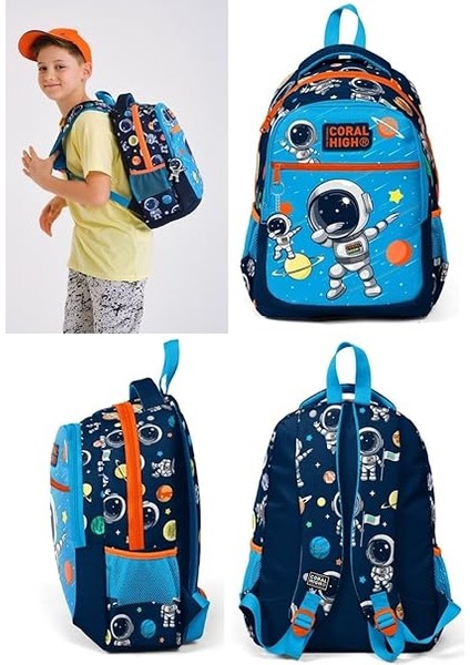 High Üç Gözlü Erkek Çocuk Ilk ve Orta Okul Çantası - Lacivert Mavi Astronot modelleri