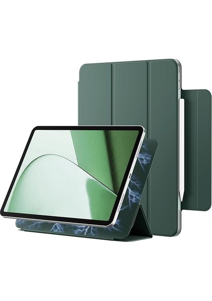 iPad Air 11 Inç 2025/2024 (M3/m2), iPad Air 5./4. Nesil 2022/2020 10,9 Inç, Güçlü Manyetik Adsorpsiyon, Ince Üç Katlı Stand Kılıfı, Otomatik Uyanma/uyku, Koyu Yeşil