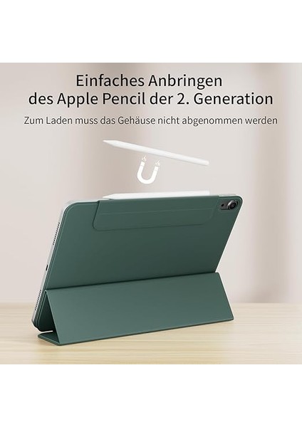 iPad Air 11 Inç 2025/2024 (M3/m2), iPad Air 5./4. Nesil 2022/2020 10,9 Inç, Güçlü Manyetik Adsorpsiyon, Ince Üç Katlı Stand Kılıfı, Otomatik Uyanma/uyku, Koyu Yeşil modelleri