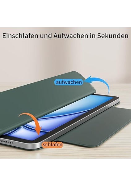 iPad Air 11 Inç 2025/2024 (M3/m2), iPad Air 5./4. Nesil 2022/2020 10,9 Inç, Güçlü Manyetik Adsorpsiyon, Ince Üç Katlı Stand Kılıfı, Otomatik Uyanma/uyku, Koyu Yeşil fırsatları