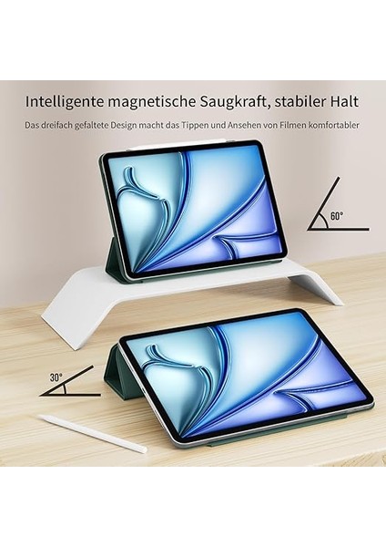 iPad Air 11 Inç 2025/2024 (M3/m2), iPad Air 5./4. Nesil 2022/2020 10,9 Inç, Güçlü Manyetik Adsorpsiyon, Ince Üç Katlı Stand Kılıfı, Otomatik Uyanma/uyku, Koyu Yeşil indirimleri
