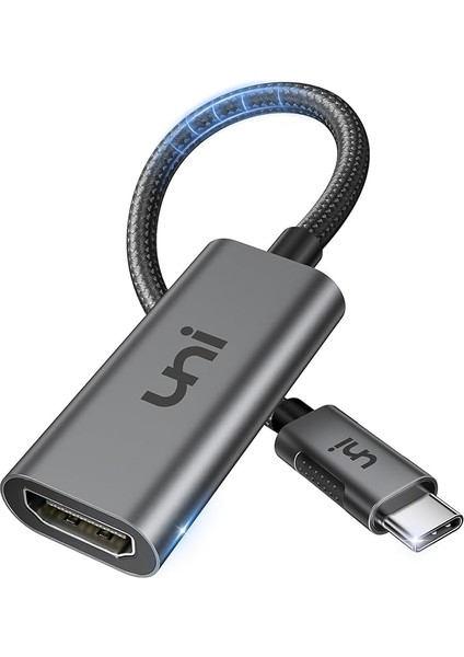 Alüminyumdan Yapılmış USB C - HDMI Adaptörü [4K@60Hz], Thunderbolt 3/4 Uyumlu, iPhone 15 Pro, MacBook iPad Pro/air, Imac, Samsung Galaxy, Surface, Pixelbook Vb. Için USB Type C - HDMI Adaptörü