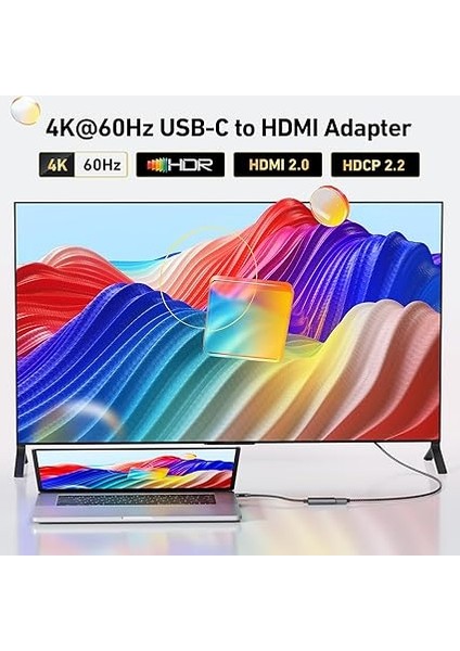 Alüminyumdan Yapılmış USB C - HDMI Adaptörü [4K@60Hz], Thunderbolt 3/4 Uyumlu, iPhone 15 Pro, MacBook iPad Pro/air, Imac, Samsung Galaxy, Surface, Pixelbook Vb. Için USB Type C - HDMI Adaptörü fiyatları