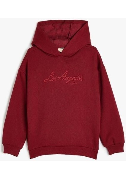 Kız Çocuk Kapşonlu Sweatshirt Baskılı Uzun Kollu Üç Iplik