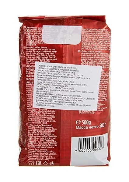 Julius Meinl President Çekirdek Kahve, Orta Kavrulmuş, Classic Aromalı, 500 G modelleri