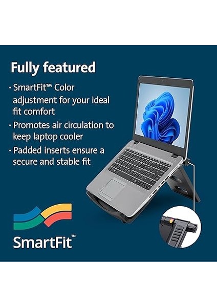 Easy Riser, Ergonomik Laptop Soğutma Standı (12"-17" Bilgisayarlar Için), Secure Fit ve Smart Fit Sistemi, Siyah modelleri