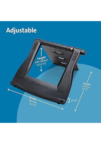 Easy Riser, Ergonomik Laptop Soğutma Standı (12"-17" Bilgisayarlar Için), Secure Fit ve Smart Fit Sistemi, Siyah indirimleri