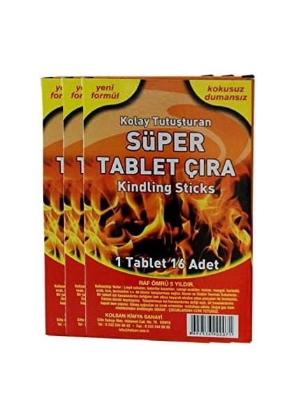 Süper Tablet Çıra 1 Tablet 16 Adet - Mangal Soba Tutuşturucu