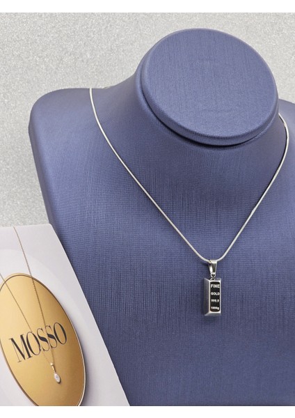 Külçe Model Çelik Kolye Gümüş Renk ( Büyük Boy ) modelleri
