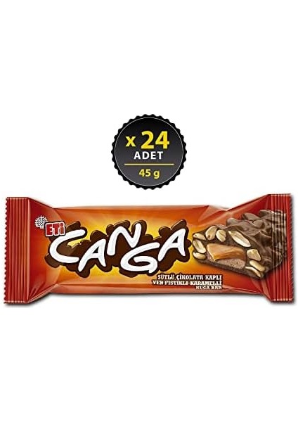 Eti Canga Yer Fıstıklı Karamelli Nuga Bar 45 G x 24 Adet fiyatları